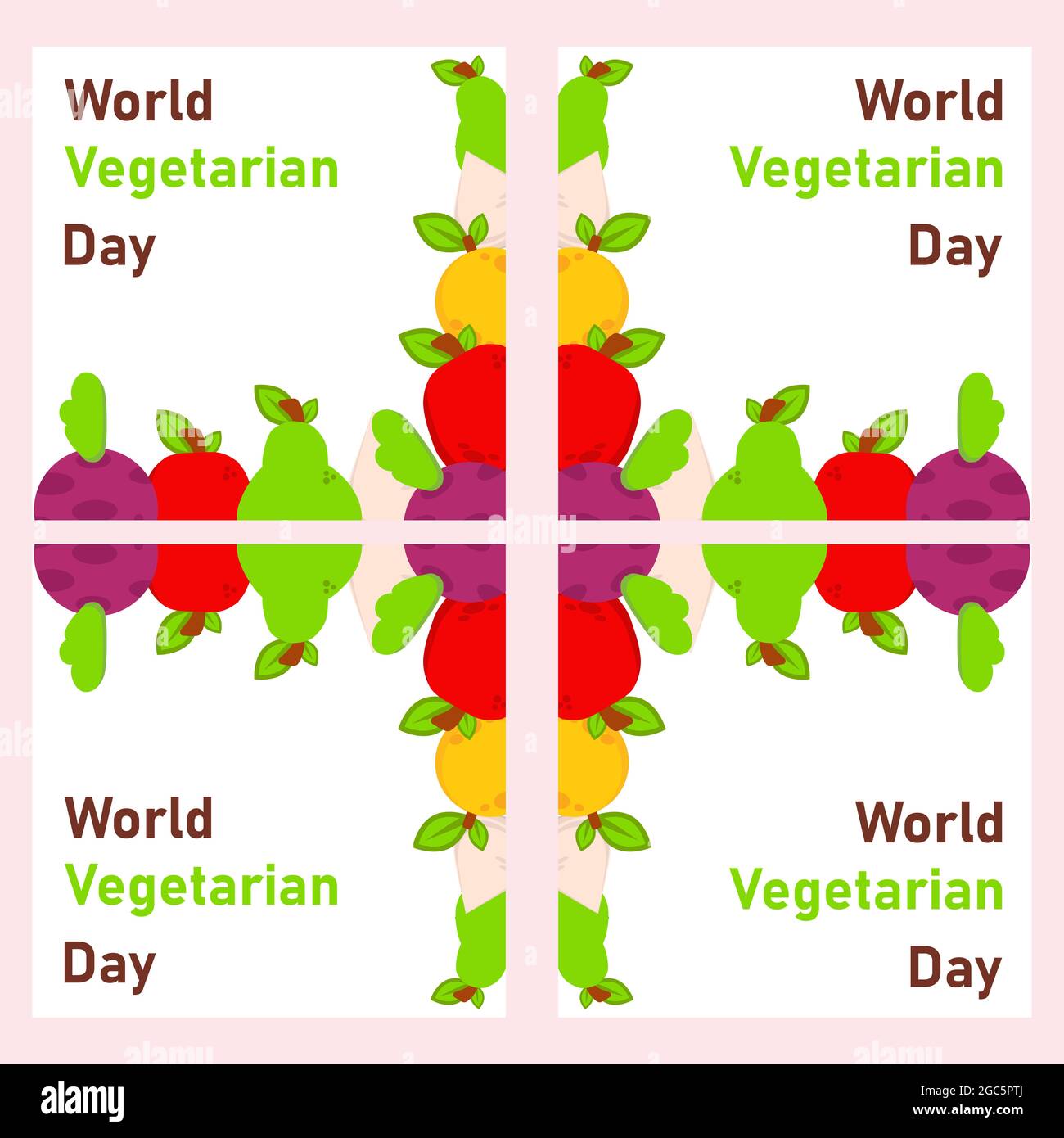 Set von Welt vegan Tag, gesunde Lebensmittel Hintergrund Design-Vorlage Stockfoto