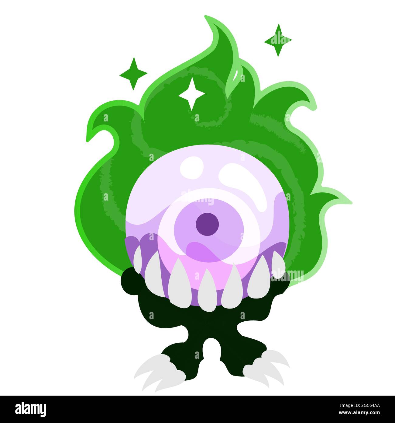 Kristallkugel abkratzend. Magische Kristallkugel zur Weissagung. Vektor halloween Cliparts Illustration in flachen Cartoon-Stil isoliert auf weißem Hintergrund. Stock Vektor