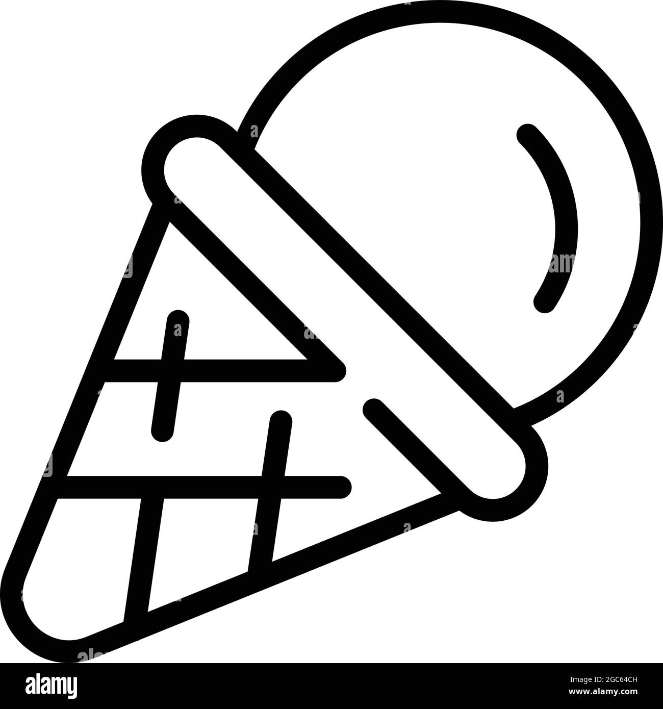 Konus Eis Symbol Umriss Vektor. Sommerschokolade. Vanillewaffel Stock Vektor