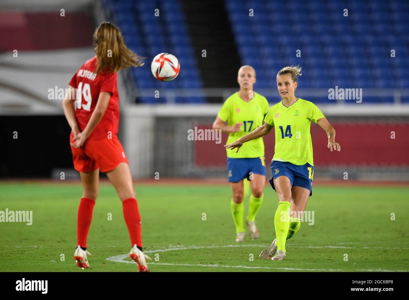 Tokio, Japan. August 2021. Nathalie BJORN (SWE) während der Olympischen Spiele Tokio 2020, Fußball-Frauen-Goldmedaillenspiel zwischen Schweden und Kanada am 6. August 2021 im Internationalen Stadion Yokohama in Yokohama, Japan - Foto Kishimoto / DPPI Credit: Independent Photo Agency/Alamy Live News Stockfoto