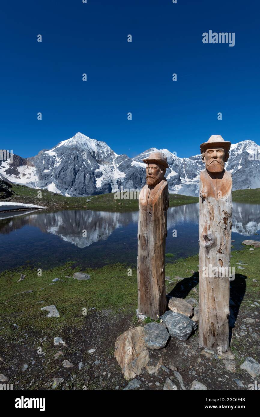 Holzstatuen, Südtirol, Italien Stockfoto