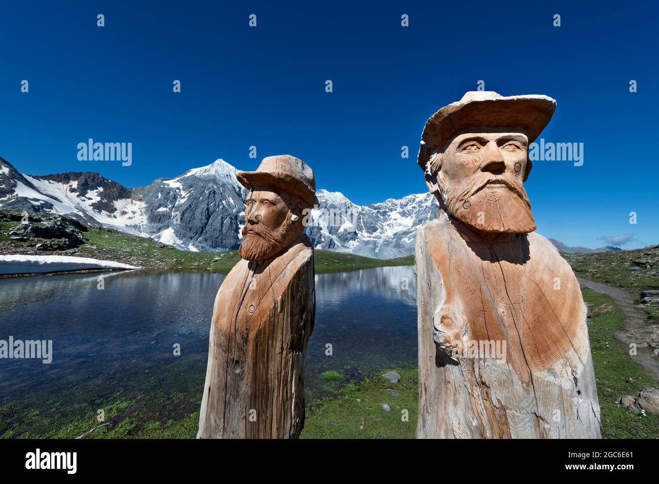 Holzstatuen, Südtirol, Italien Stockfoto