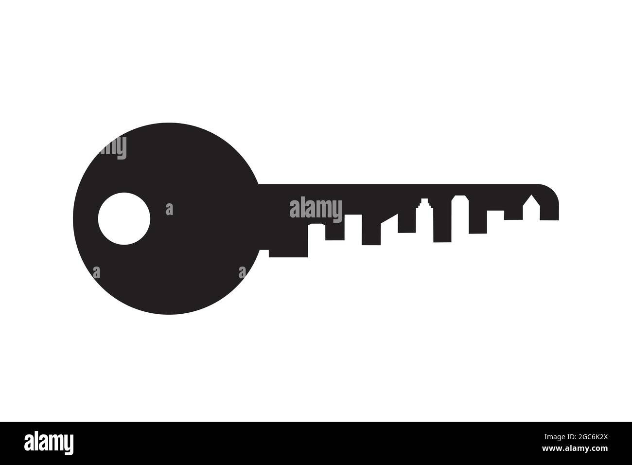 Schlüsselsilhouette, Immobilienlogo oder -Symbol, flache Vektordarstellung Stock Vektor