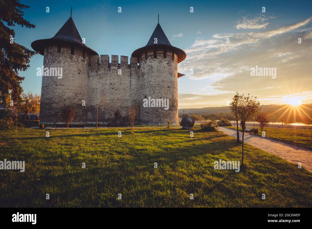 Moldawien, Soroca, Soroca Fort bei Sonnenuntergang Stockfoto