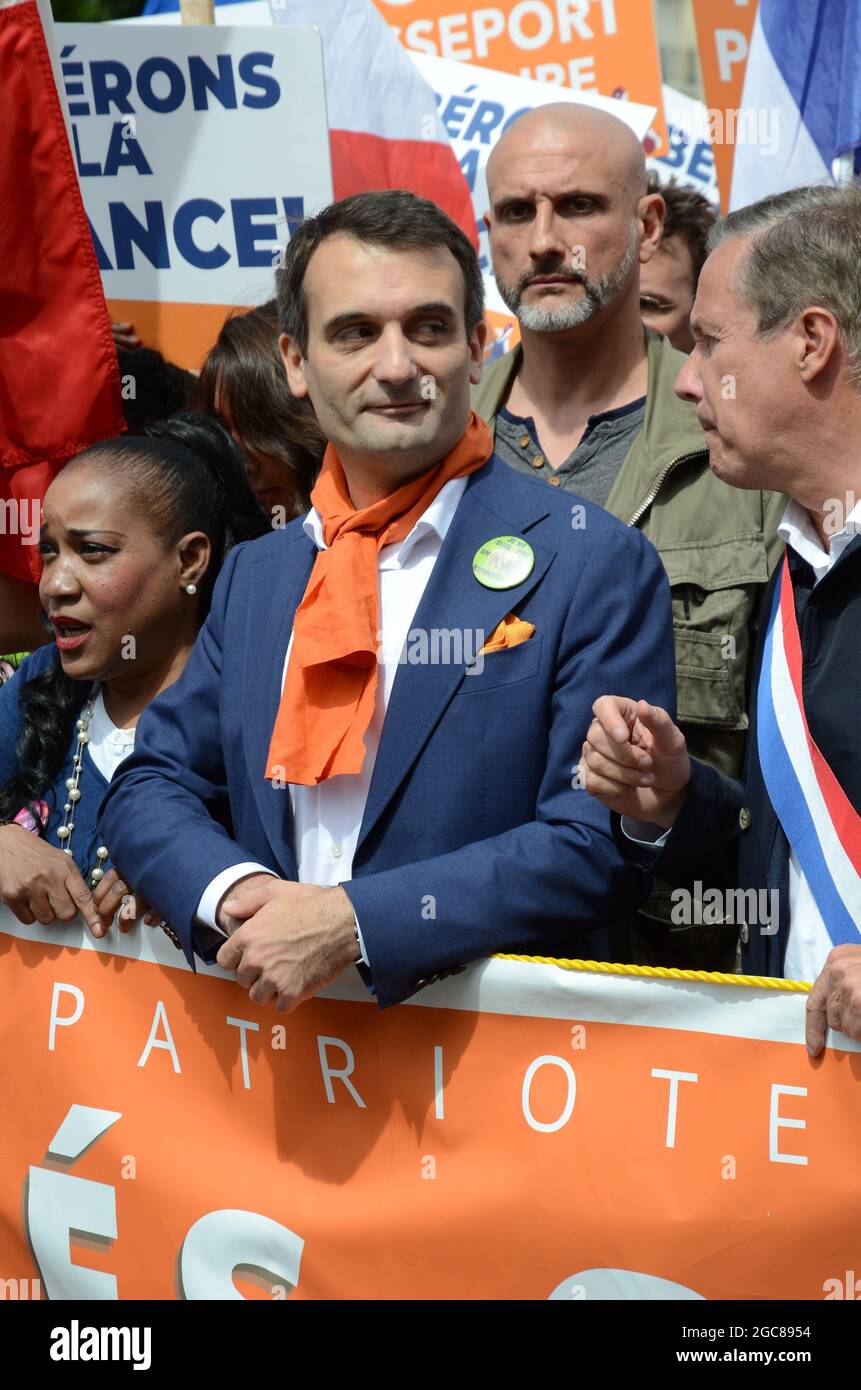 4. Tag gegen den Gesundheitspass in Frankreich, hier die Demonstration auf Initiative des Europaabgeordneten Florian Philippot, Vorsitzender der Gruppe 'les patriotes' Stockfoto