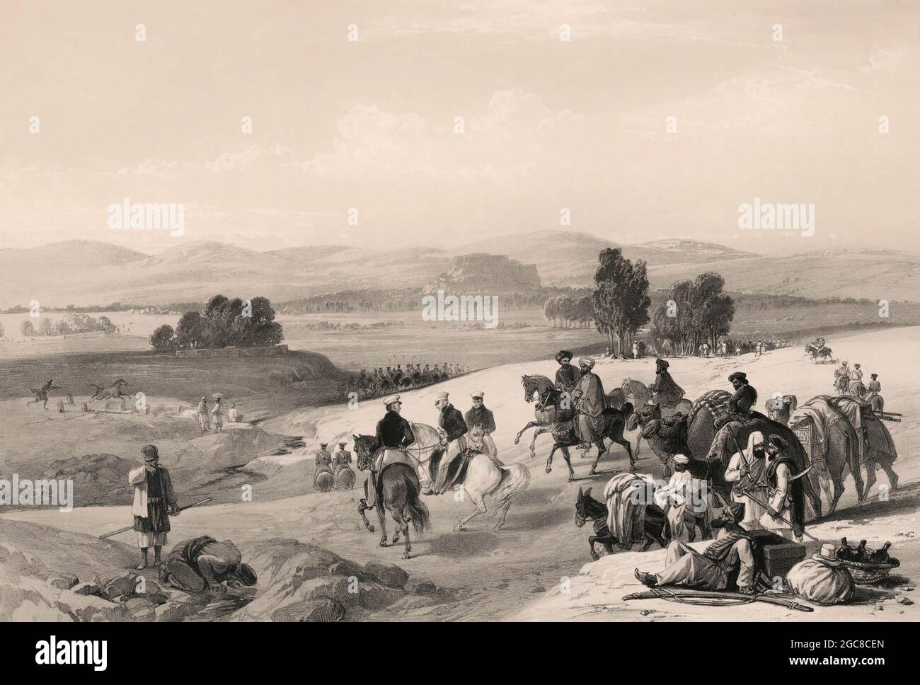Die Festung von Quetta, Belutschistan, Pakistan, erster Anglo-afghanischer Krieg, Skizze von James Atkinson, 1840, digital optimiert Stockfoto