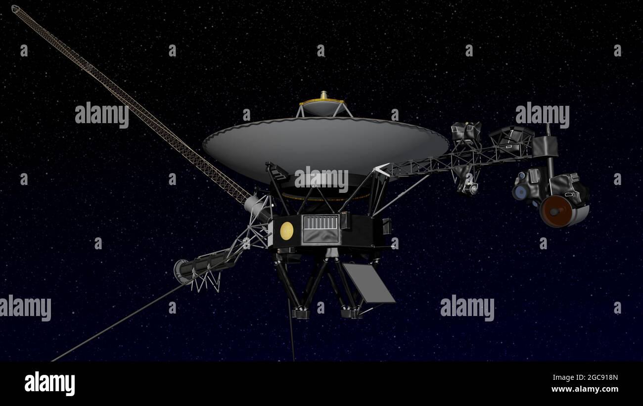 Voyager-Raumsonde in einer computergenerierten Grafik dargestellt - Foto: Geopix/NASA Stockfoto