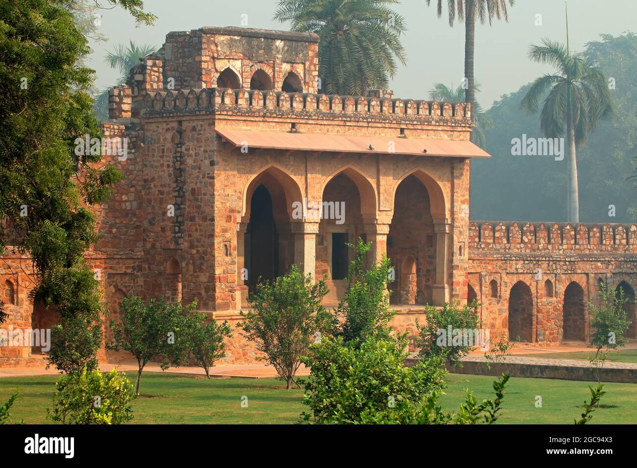 Architektonisches Detail eines Gebäudes im Grabkomplex Humayuns, Delhi, Indien Stockfoto