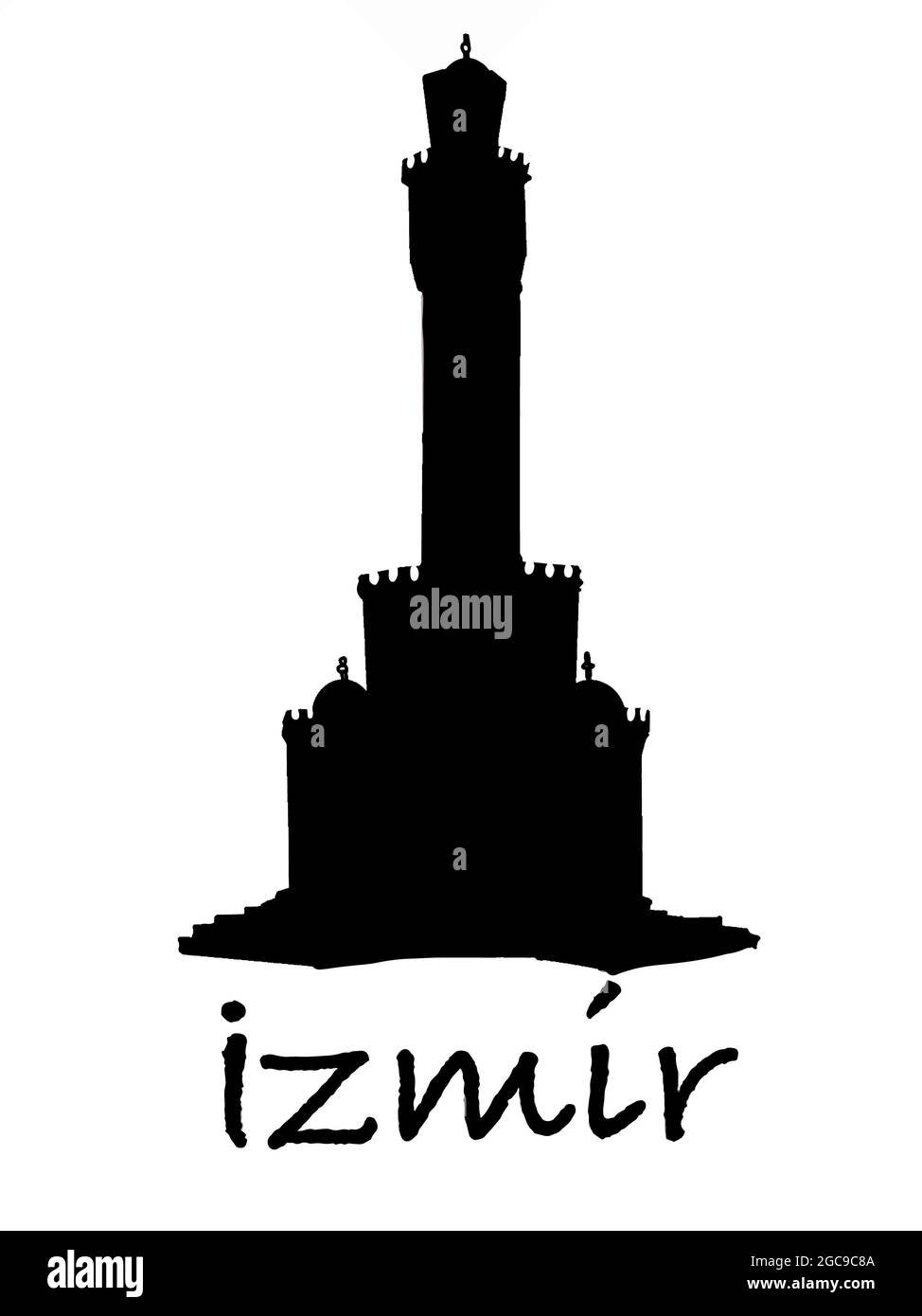 Uhrturm Illustration izmir Text türkei Stockfoto