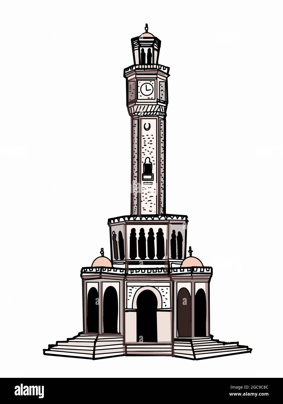 Uhrturm Illustration izmir Text türkei Stockfoto