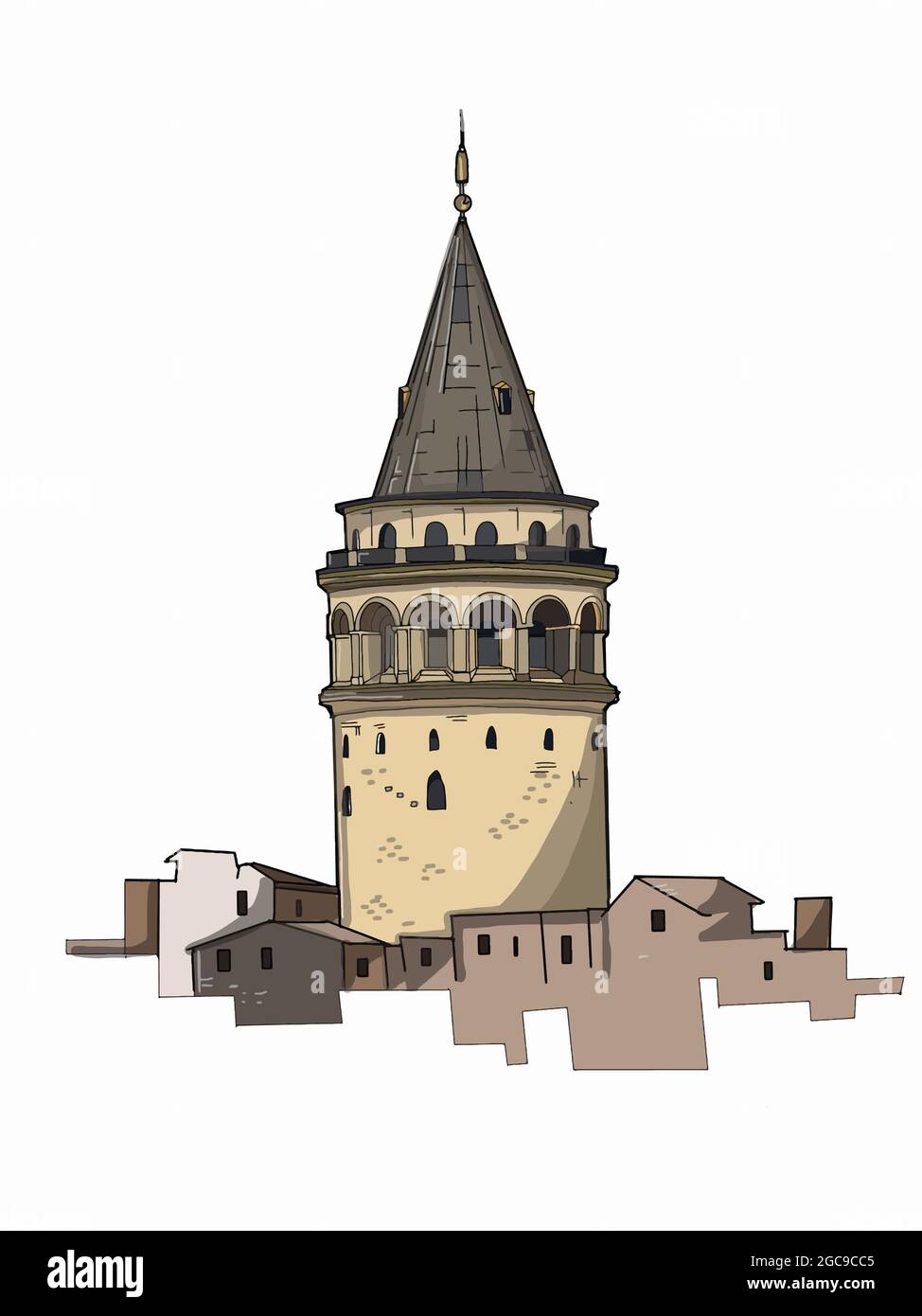 Galata Turm Geschichte Illustration Stockfoto