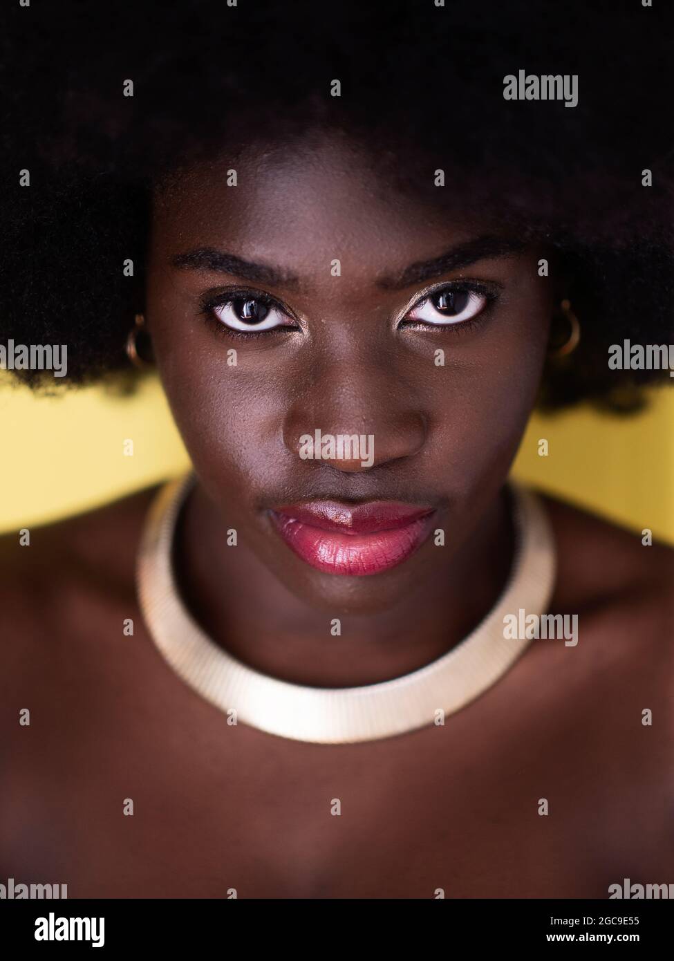 Schöne schwarze Mädchen mit afro Haar Stockfoto