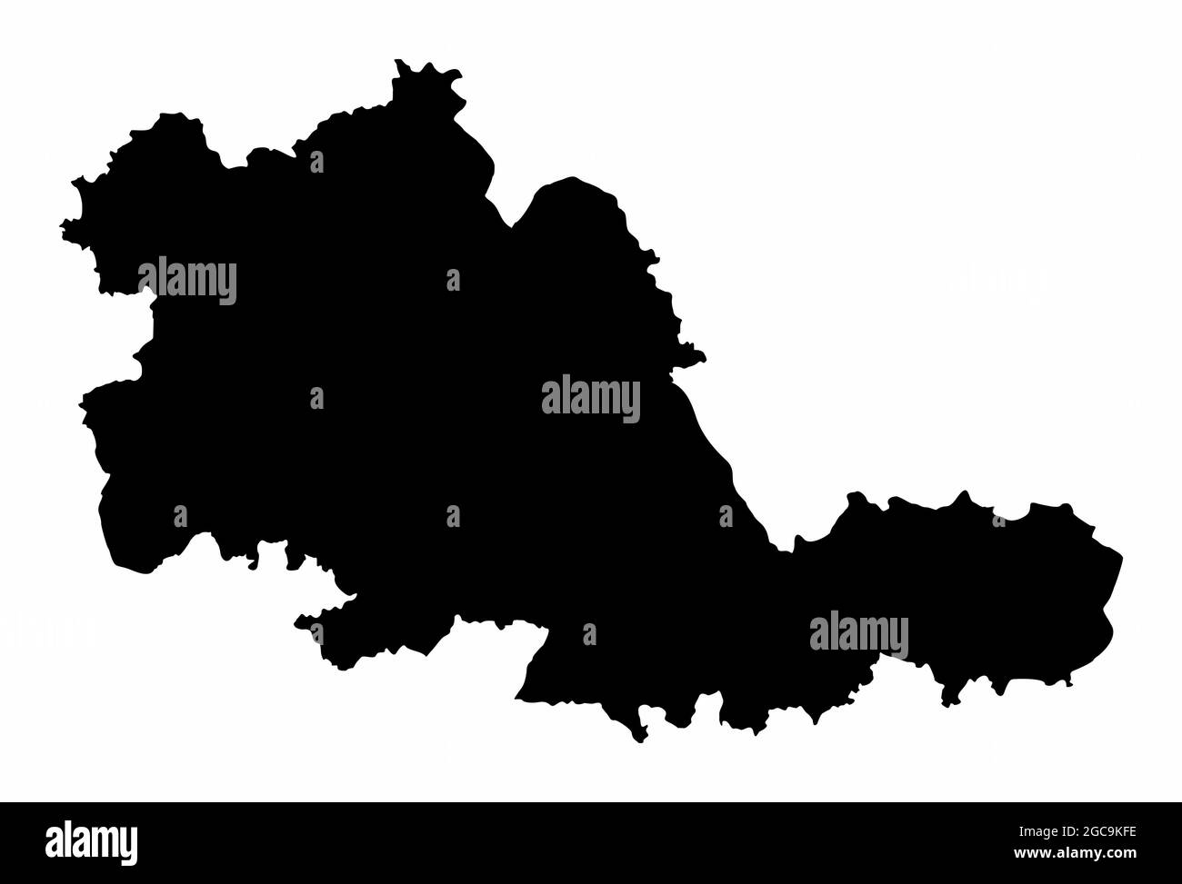 West Midlands County dunkle Silhouette Karte isoliert auf weißem Hintergrund, England Stock Vektor