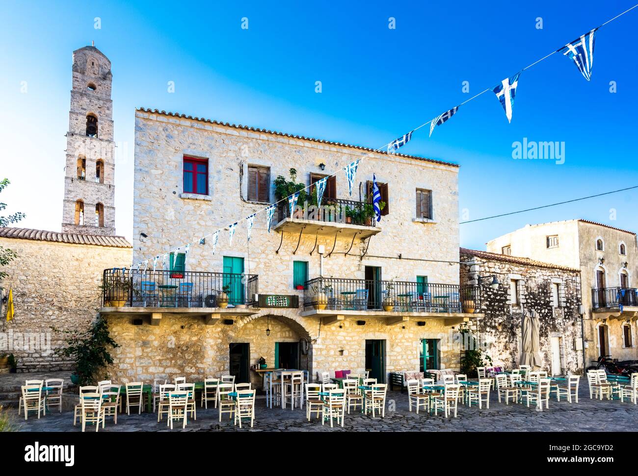 Areopoli, das traditionelle Dorf Mani auf dem Peloponnes Griechenland Stockfoto