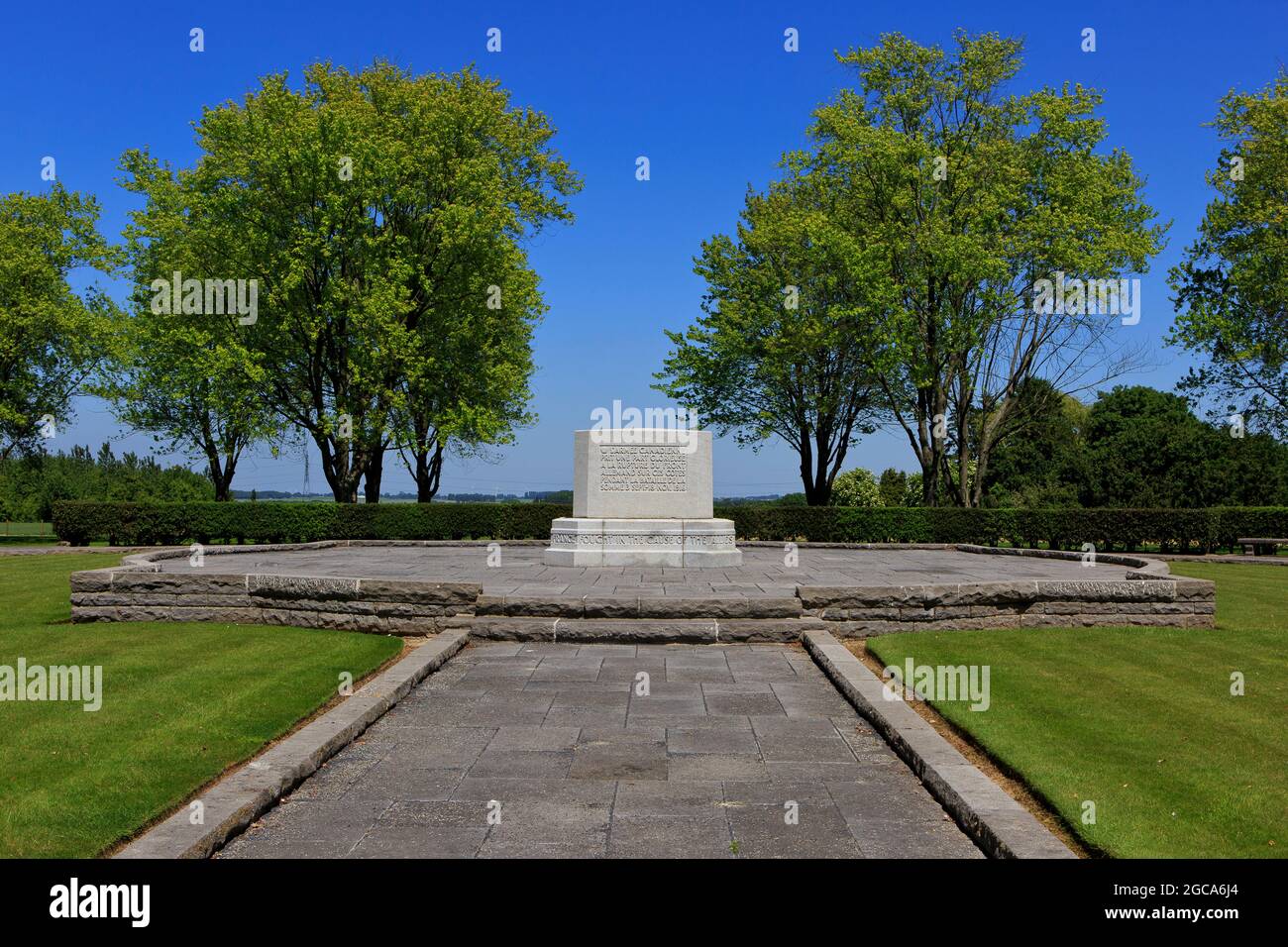 Das kanadische Denkmal des Ersten Weltkriegs in Courcelette (Somme), Frankreich Stockfoto