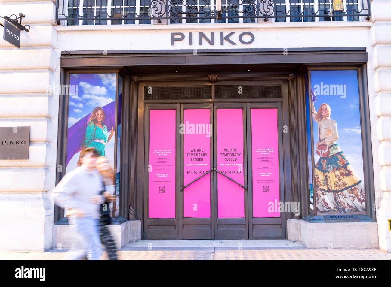 DER PINKO-Laden in der Regent Street wurde während der Pandemie Covid-19 in London, England, geschlossen Stockfoto