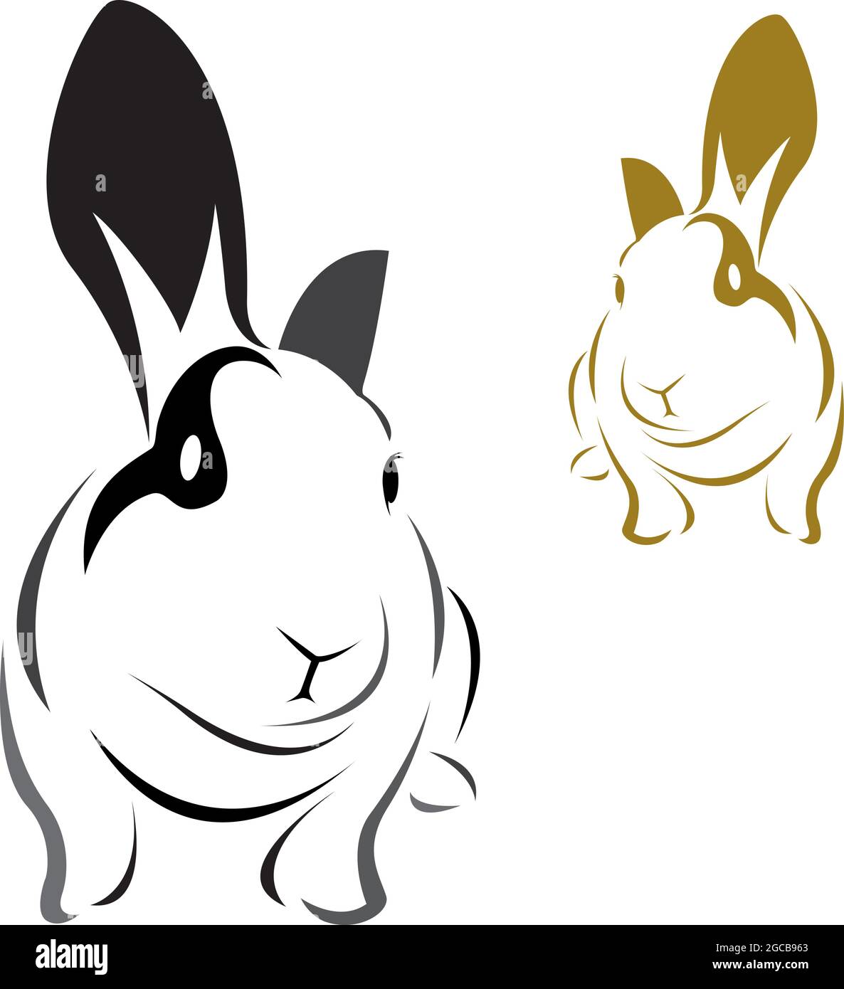 Vektorbild des Kaninchens auf weißem Hintergrund. Leicht editierbare Vektorgrafik mit Ebenen. Wilde Tiere. Stock Vektor