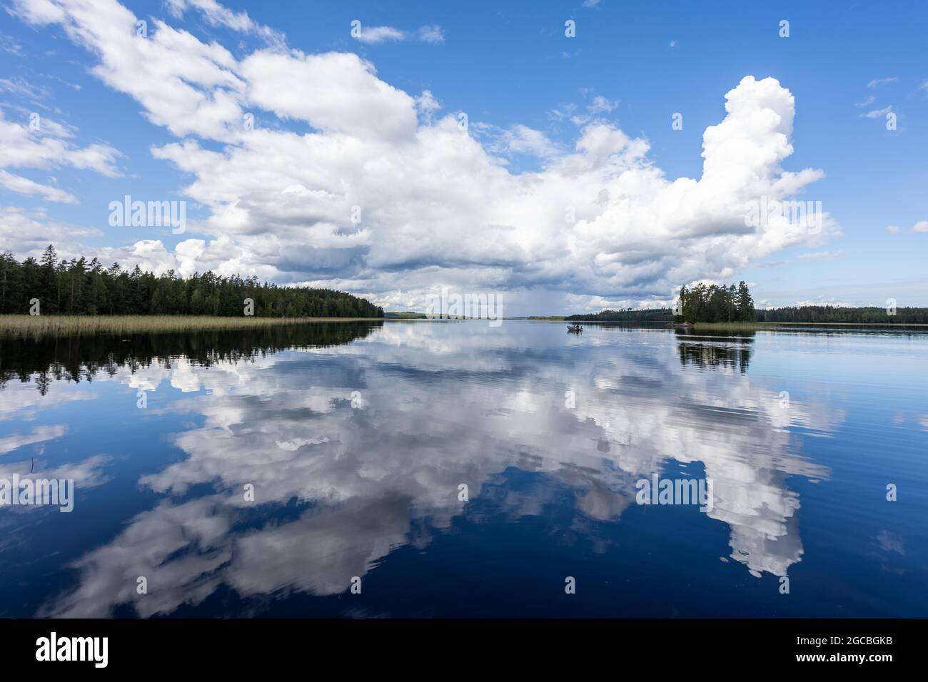 Typische finnische Seenlandschaft im Sommer in Finnland Stockfoto