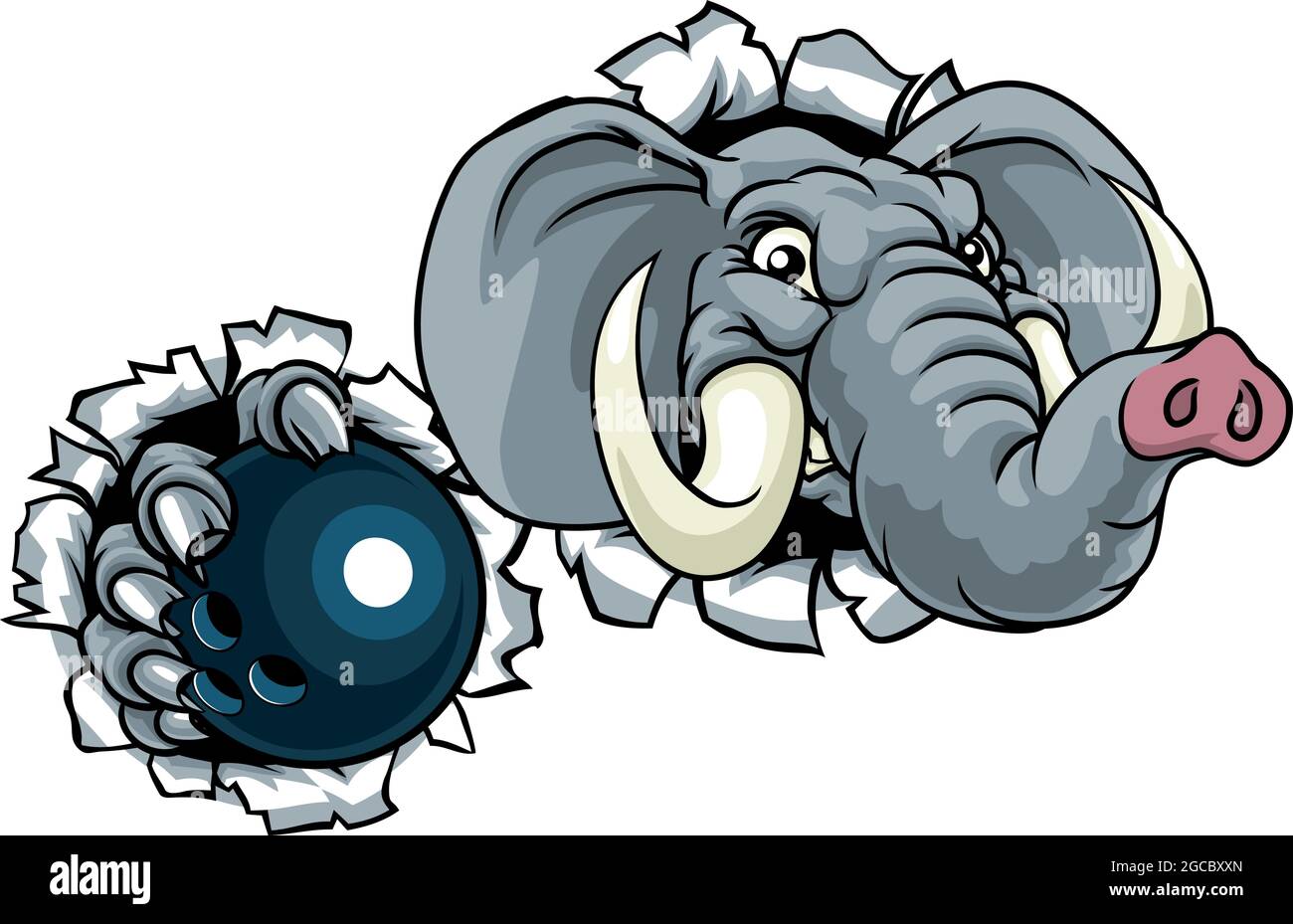 Elefant Bowling Ball Sport Tier Maskottchen Stock Vektor