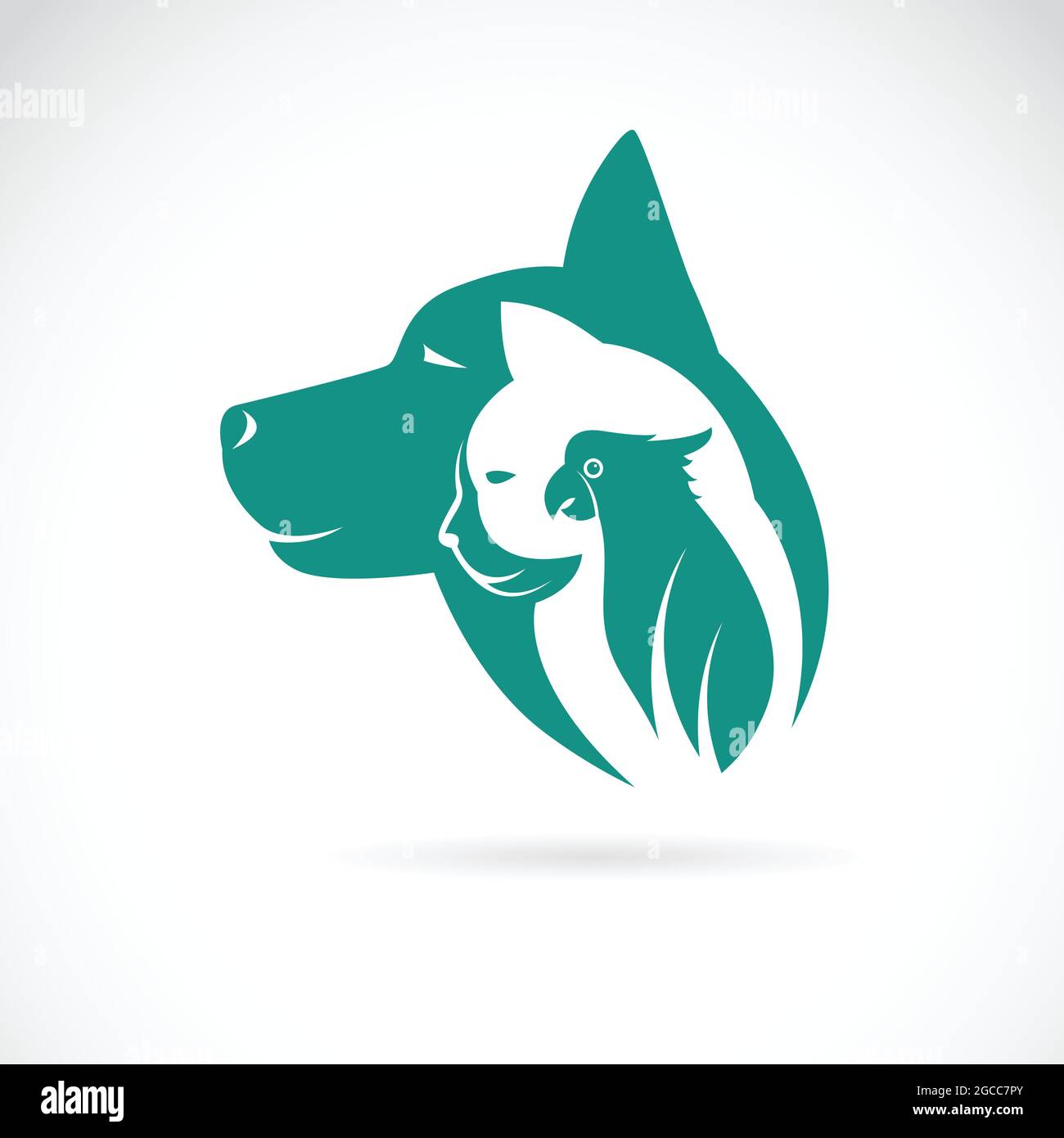 Vektorbild von Hund Katze und Vogel auf weißem Hintergrund. Tierdesign. Leicht editierbare Vektorgrafik mit Ebenen. Haustiere. Stock Vektor