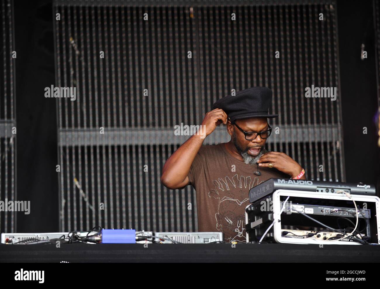 Soul II Soul Performing Live auf dem Clumber Park Musikfestival der 80er Jahre Stockfoto