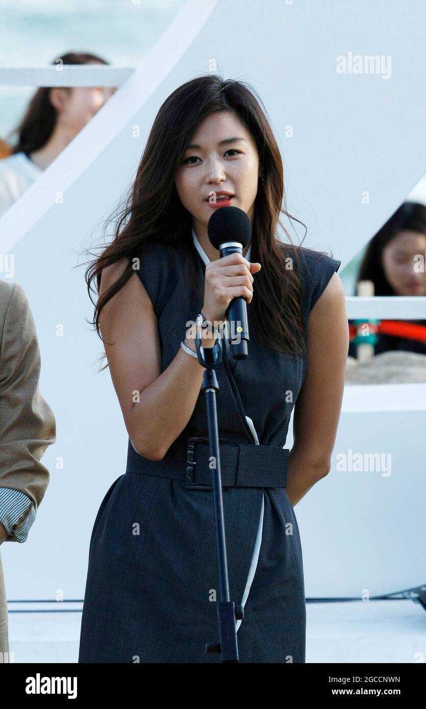 7. Oktober 2012 - Busan, Südkorea : die Schauspielerin Jun Ji Hyun nimmt am 17. Busan International Film Festival Open Talk im BIFF Village in Haeundae am Meer Teil. (Ryu Seung-il/Polaris) Stockfoto