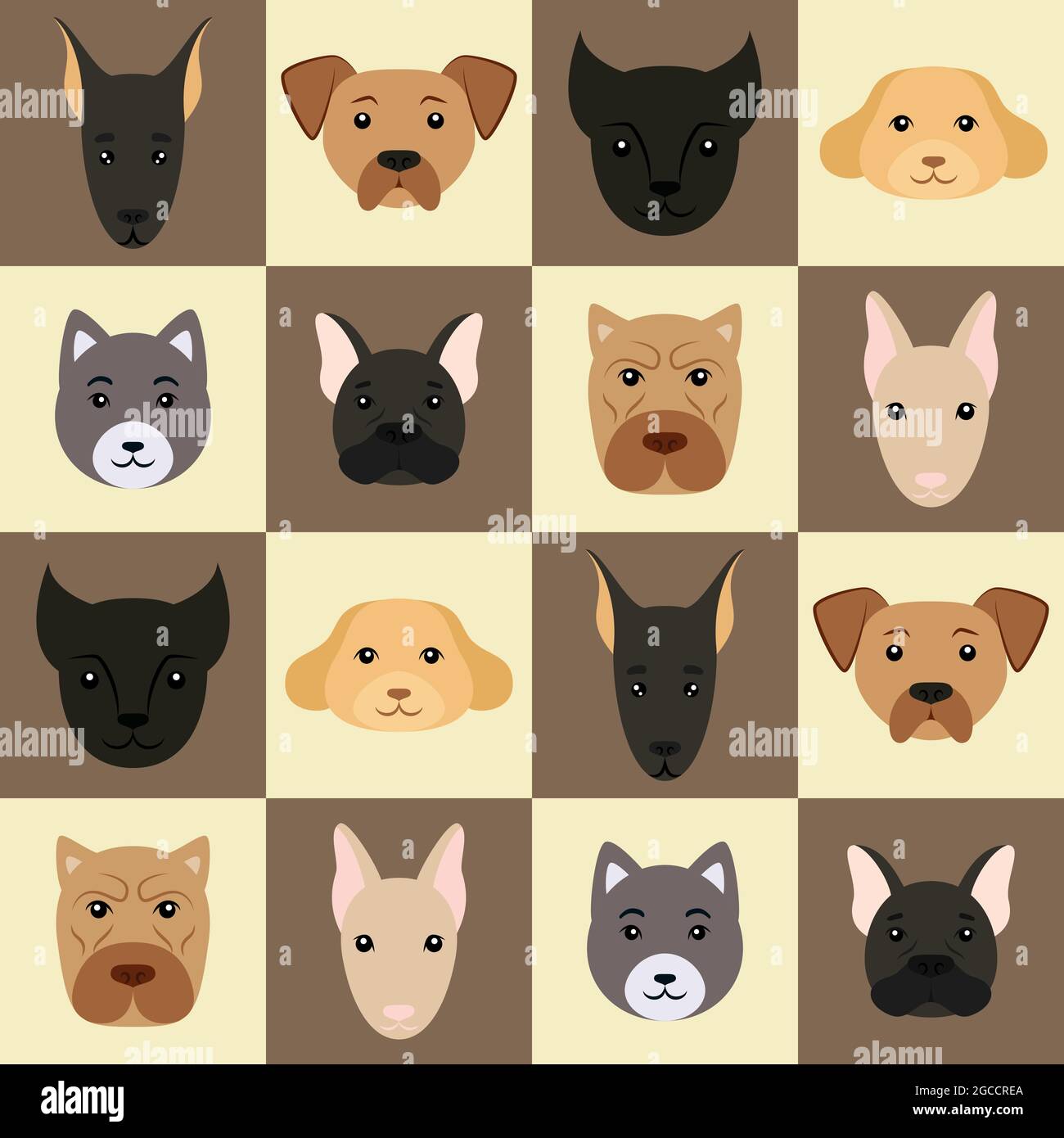 Niedliche Hunde Nahtloses Muster. Design Skizzenelement für Textil, Drucke für Kleidung. Vektorgrafik farbenfrohe Illustration. Stock Vektor