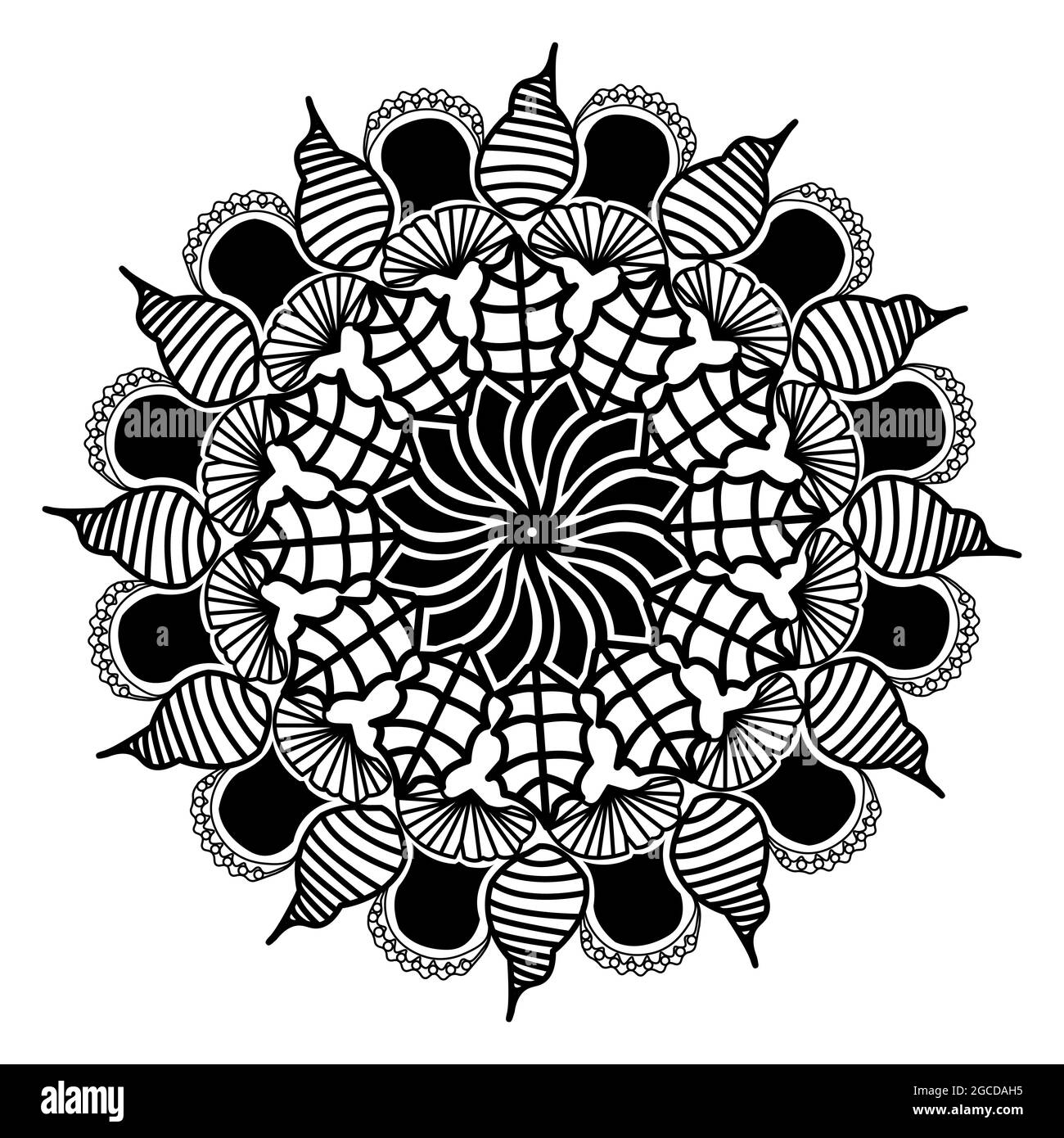 Mandala Kreis Vintage-Stil Symbol Kunst und Handwerk Kultur Entertainment-Design Stock Vektor