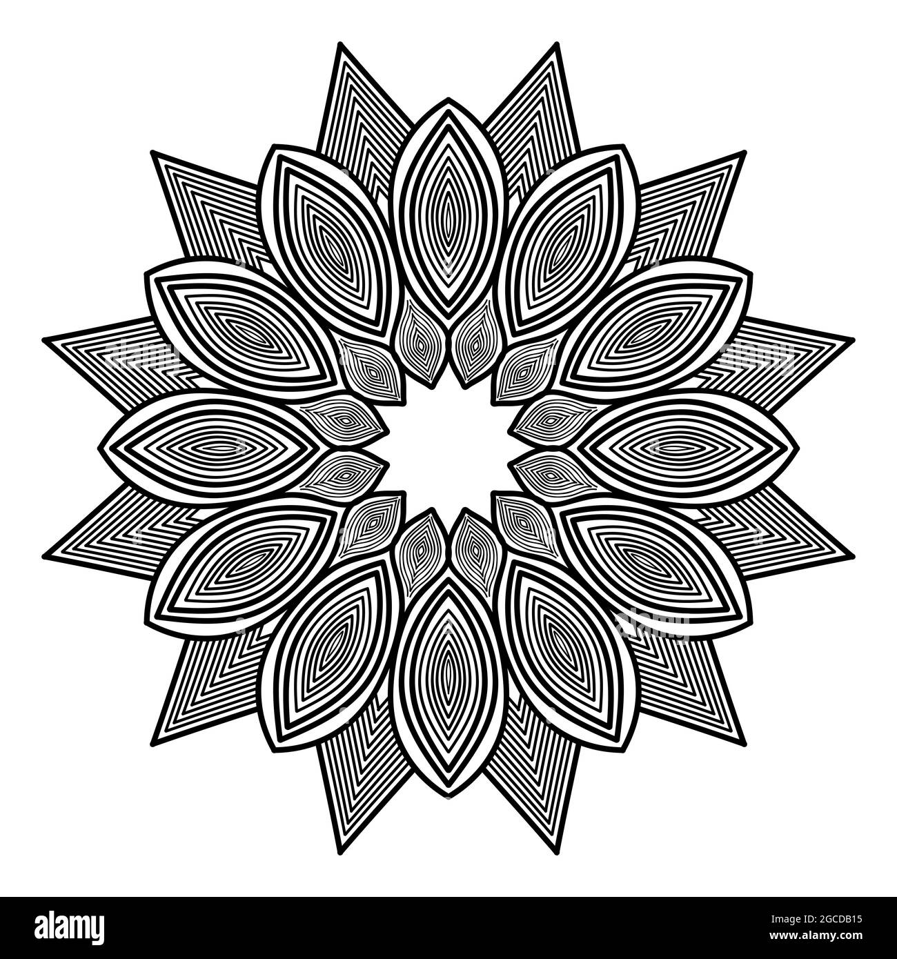 orientalisches Muster mit rundem Muster, das ein abstraktes Meditations-Mandala-Design zeigt Stock Vektor