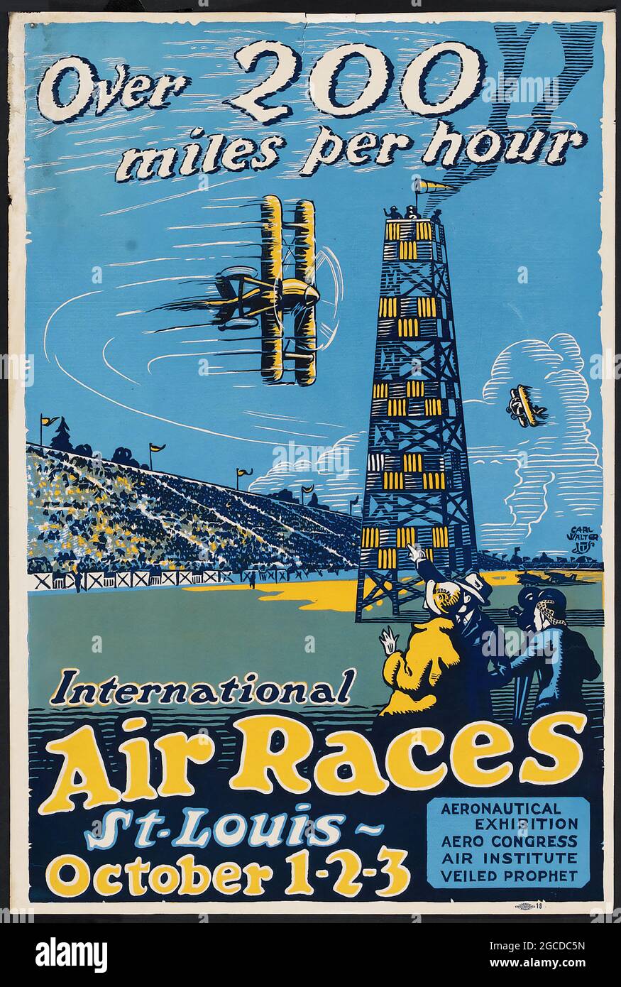 Old Aviation / Air / Flight Poster – 1923 Air Race, Vintage – International Air Races St. Louis Aviation Biplane Poster Stockfoto