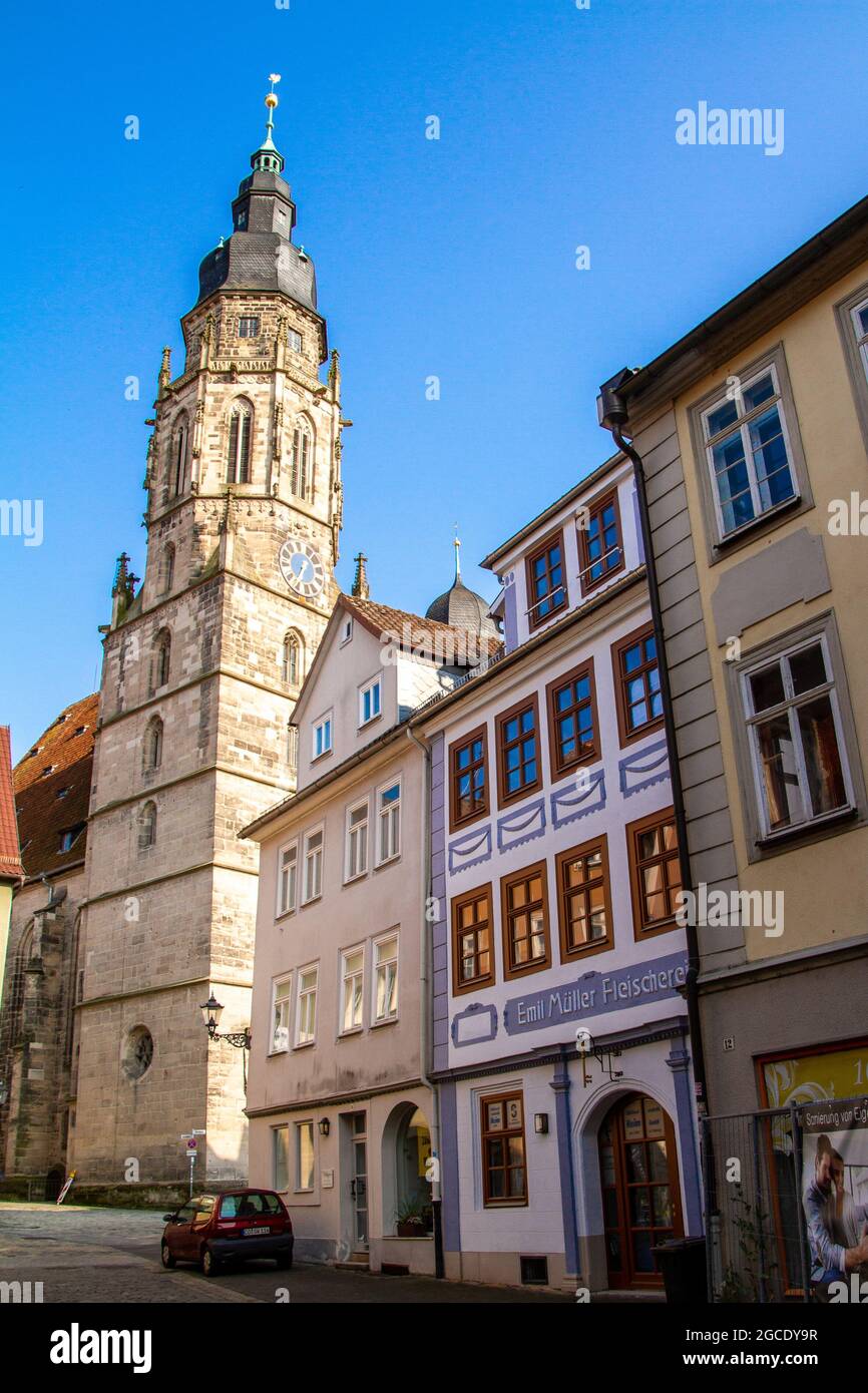 Coburg, Deutschland, 19. Juli 2021. Kirche von St. Moriz. Die evangelische Kirche, die dem Heiligen Maurice in Coburg, Bayern, gewidmet ist, ist die älteste Kirche Stockfoto
