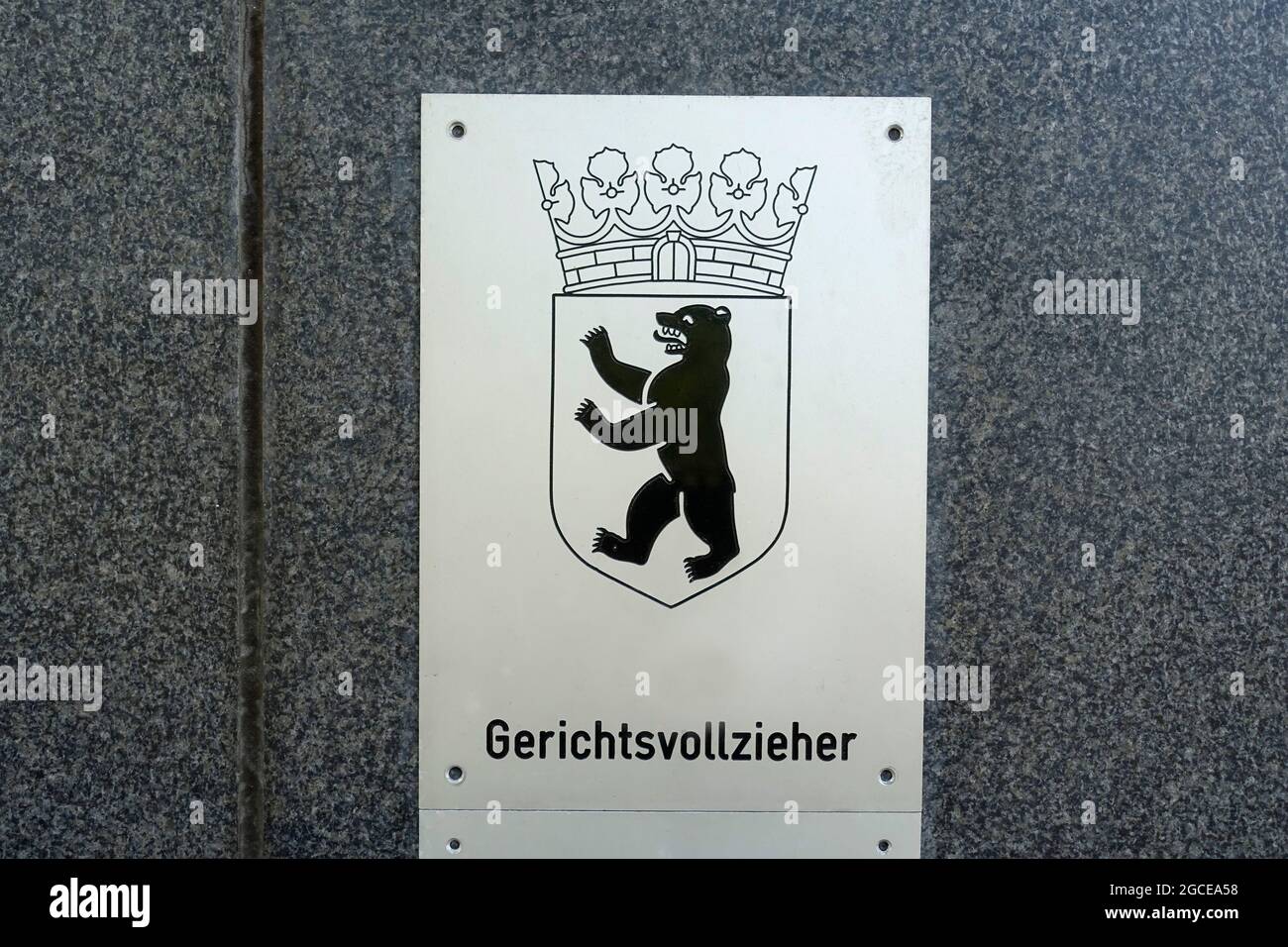 Sign, Gerichtsoffizier, Berlin, Deutschland Stockfoto