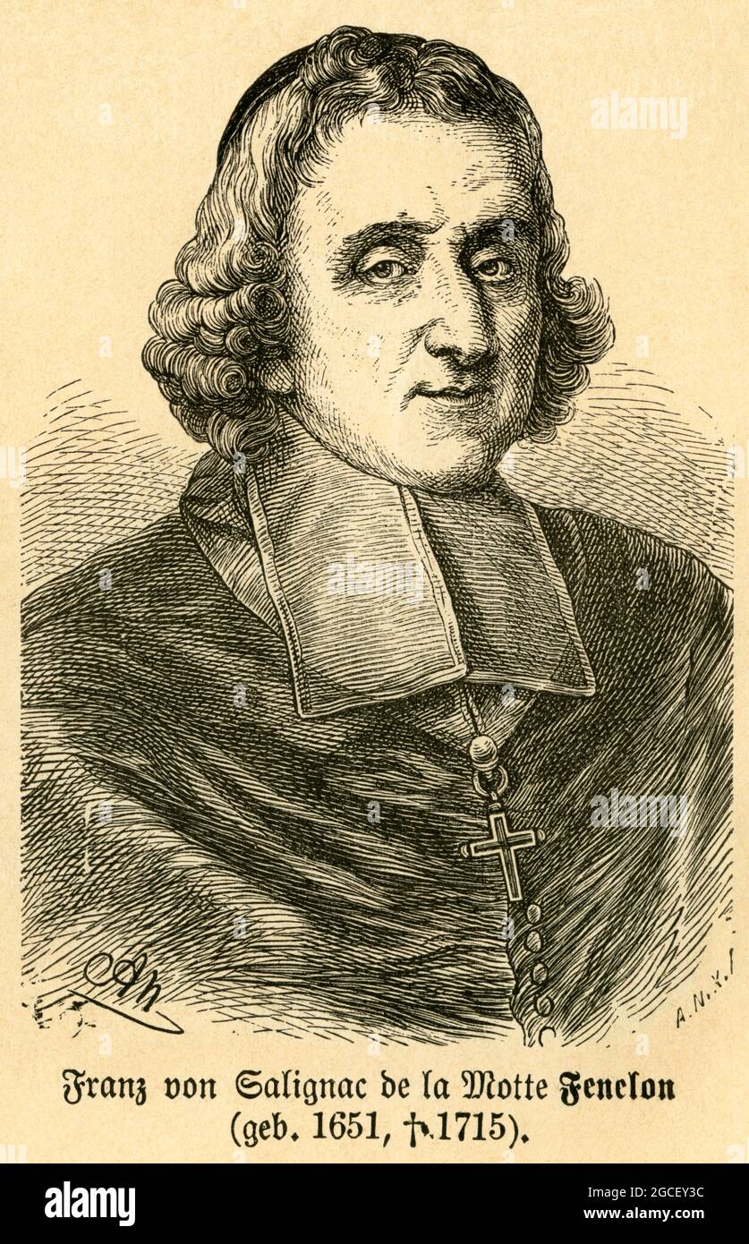 Europa, Frankreich, Francois Fénelon, französischer Erzbischof , Motiv aus : ' die Kirche Christi in Bild und Wort ' , von Christlieb Gotthold Ottinger, Verlag von Dr. Ottinger´s Volksblatt ( Volksblatt Verlag ) , Straßburg im Elsaß , 1878 . / Europa, Frankreich, Francois Fénelon, französischer Erzbischof, Bild aus: ' die Kirche Christi in Bild und Wort ', von Christlieb Gotthold Ottinger, Verlag Volksblatt, Strassburg - Elsass , 1878 . Stockfoto