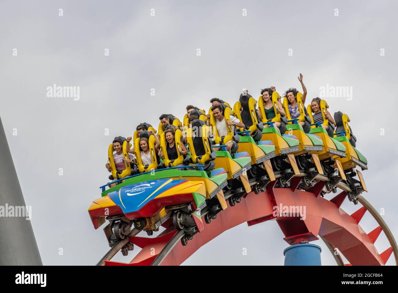 Dragon Khan ehemaliger World Record Holding Achterbahn PortAventura World Theme Park Salou Spanien Stockfoto