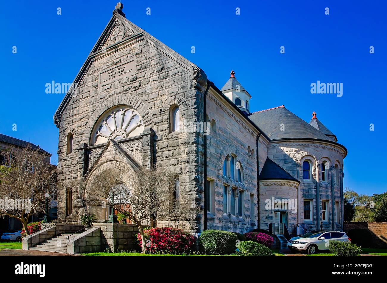 Die Sacred Heart Chapel steht auf dem Gelände des Visitation Monastery, 21. März 2021, in Mobile, Alabama. Die römisch-katholische Kapelle wurde 1895 erbaut. Stockfoto