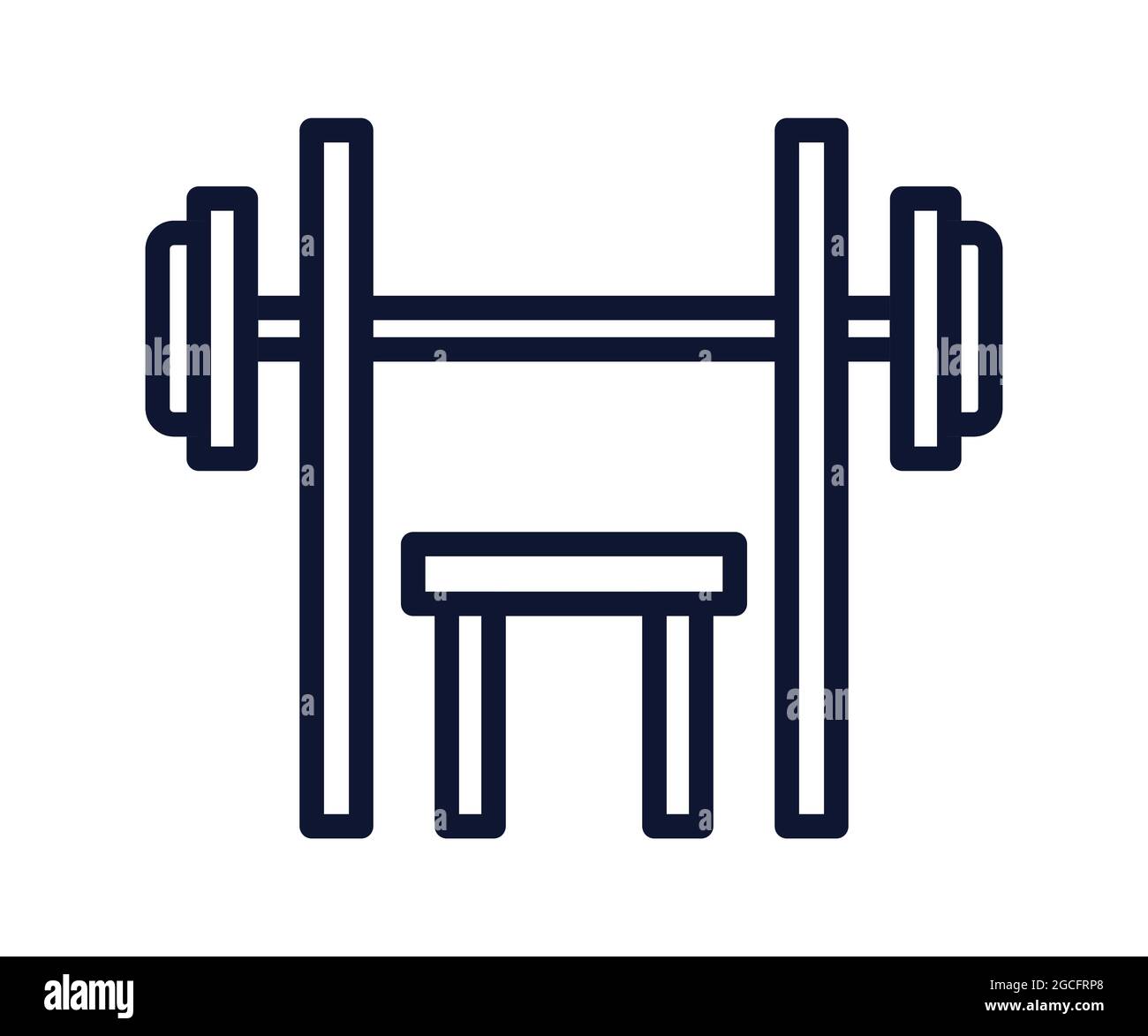 Bankdrücken mit Symbol für die Vektordarstellung „Langhantel-Fitnessstudio“ Stock Vektor