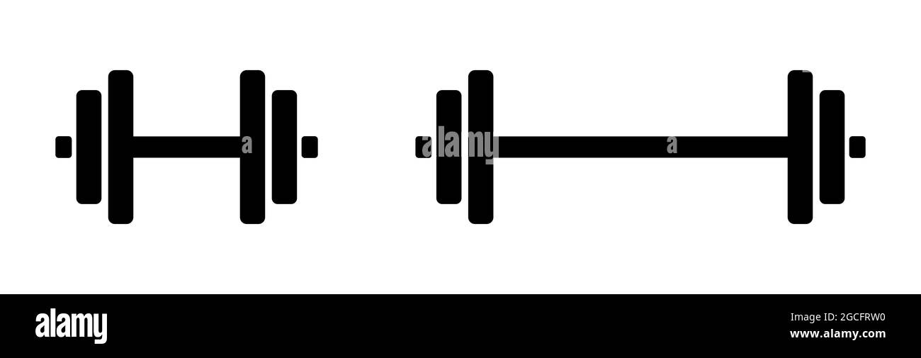 Hantel und Langhantel Gewichte Fitnessstudio Training Vektor Illustration Symbole Stock Vektor