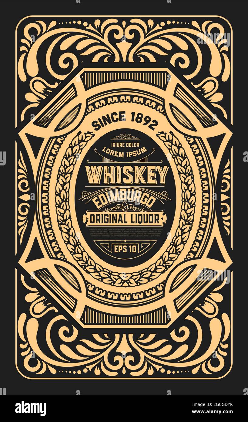Whisky-Label mit alten Rahmen Stock Vektor