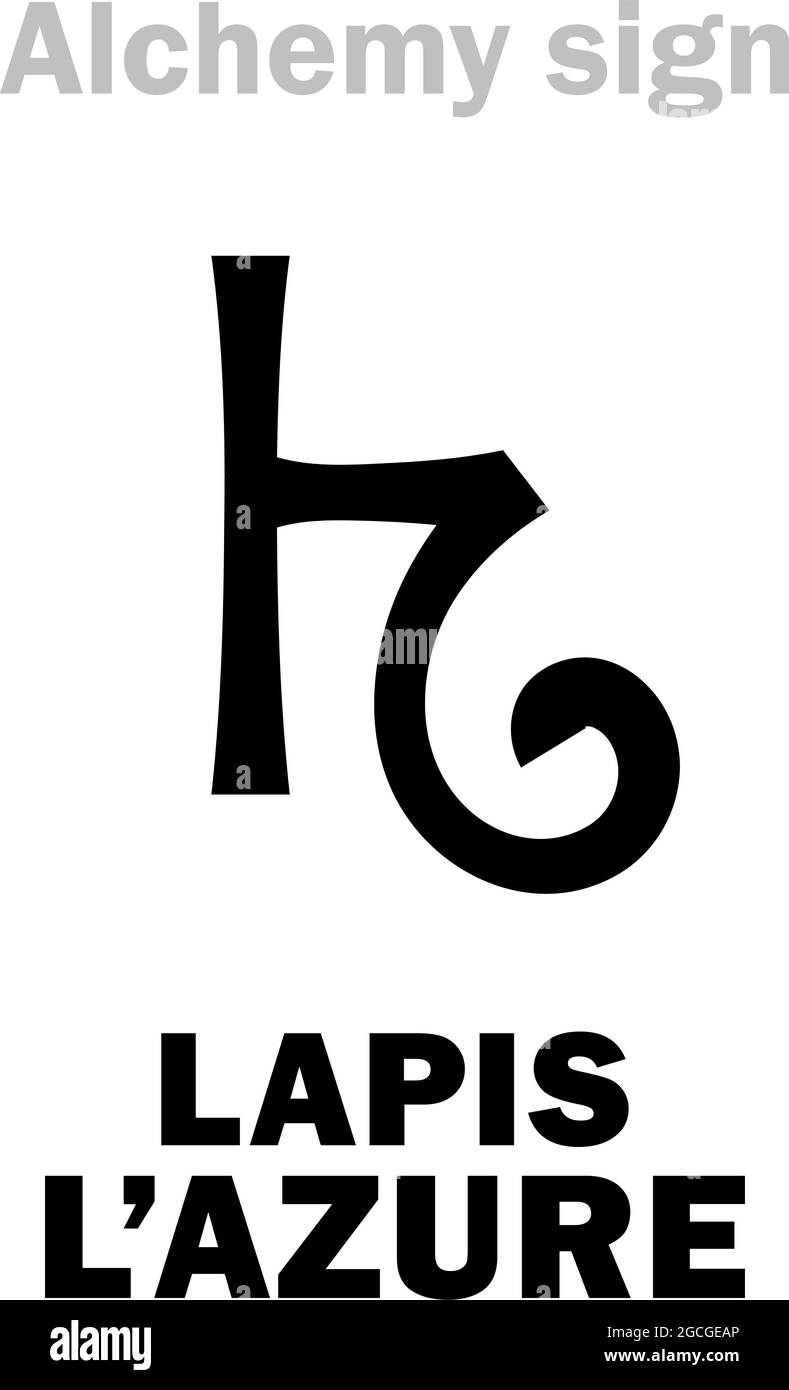 Alchemie-Alphabet: LAPISLAZULI (Lapis-Lasure, Lazurium), L’asure, Ultramarin, Afghanistans Azure. Lasurit. 2.: Cæruleum, Azurit. Stock Vektor