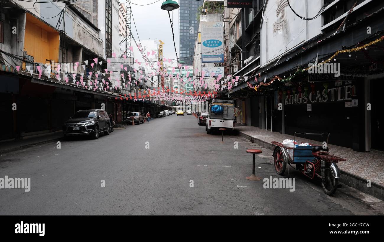 Patpong Road Nightly Entertainment Zone Bangkok Thailand wegen Pandemic Patpong Night Market geschlossen Stockfoto