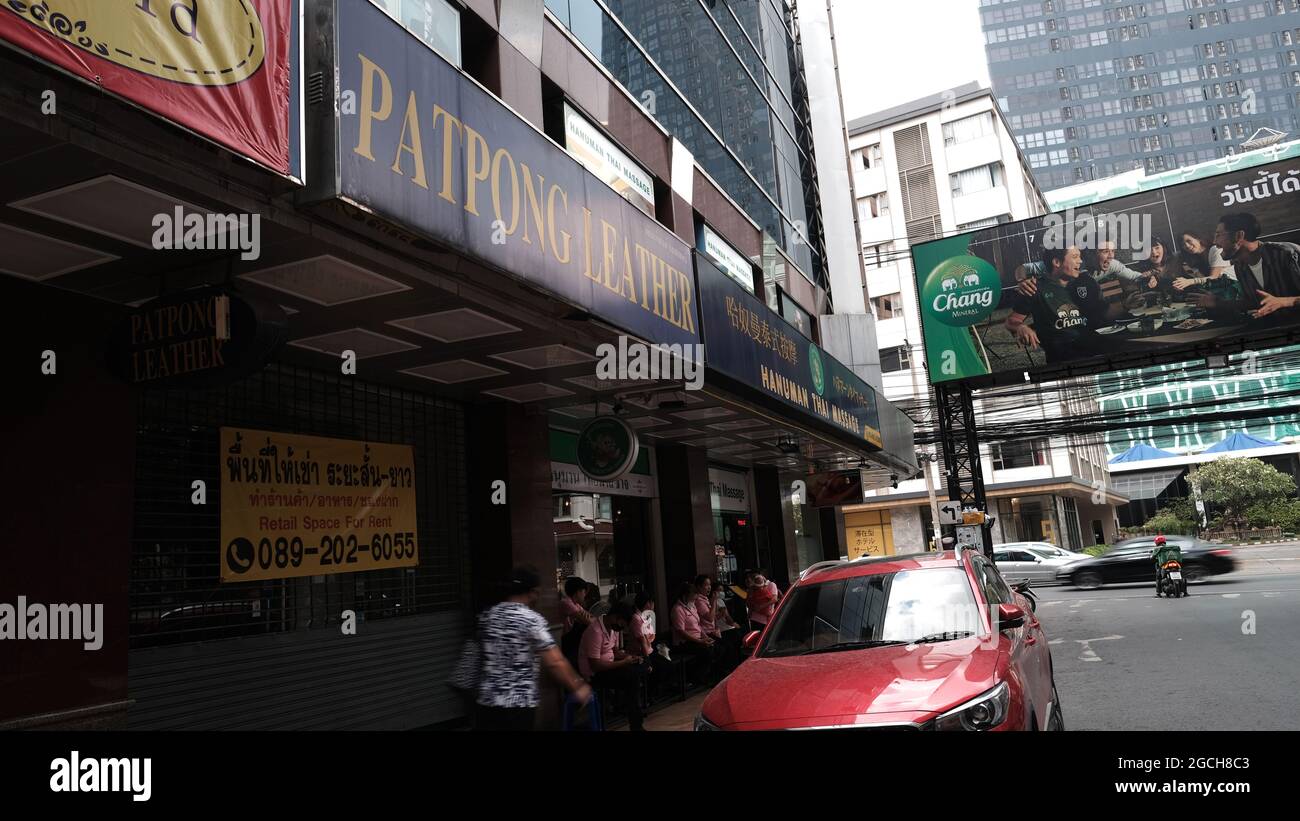 Patpong Road Nightly Entertainment Zone Bangkok Thailand wegen Pandemic Patpong Night Market geschlossen Stockfoto