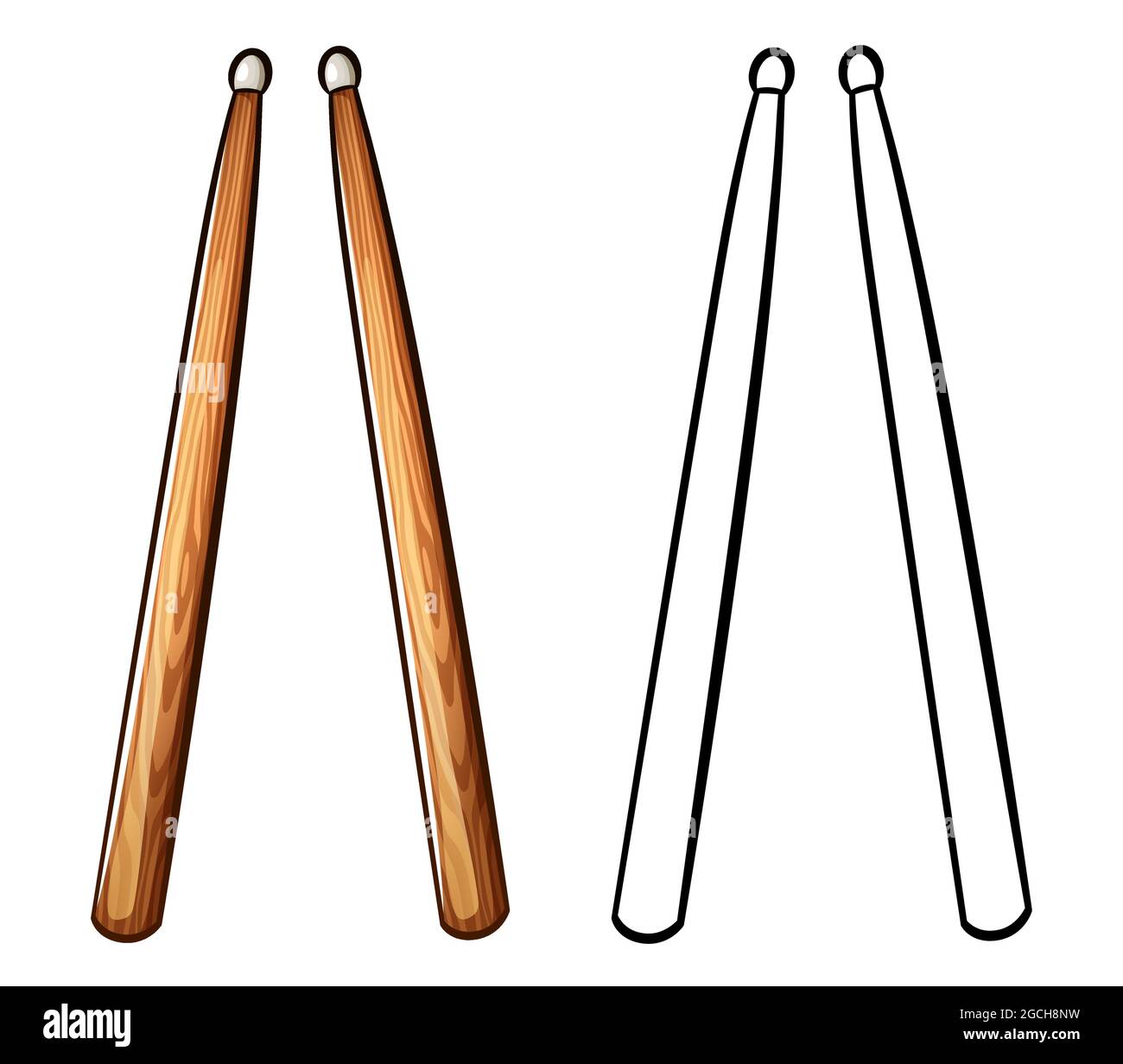 Paar Drumsticks Vektor-Illustration isoliert Design Stock Vektor
