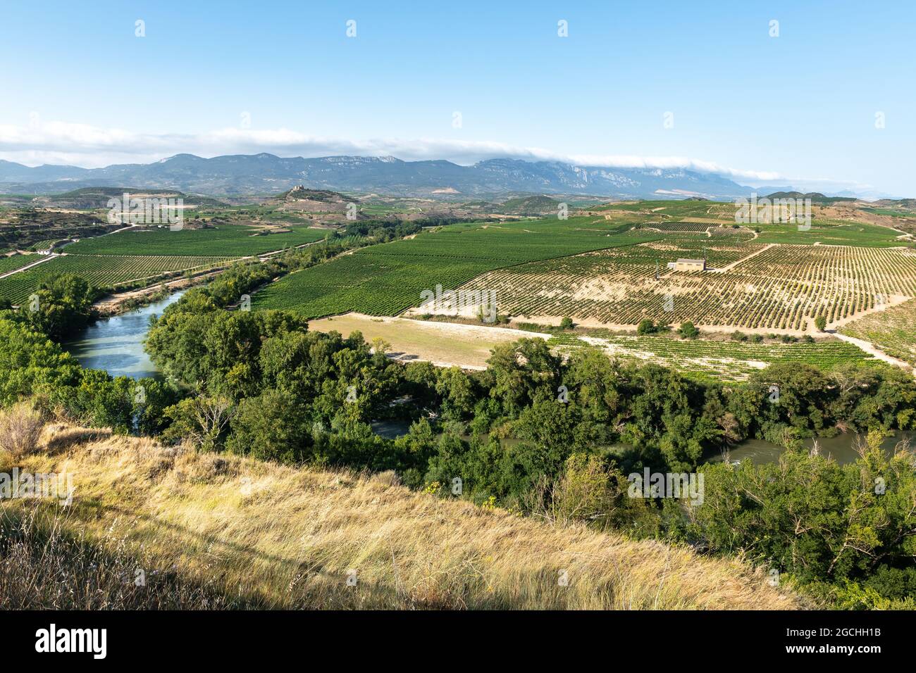 Mäander des Ebro Flusses in der Nähe von San Asensio, La Rja, Spanien Stockfoto
