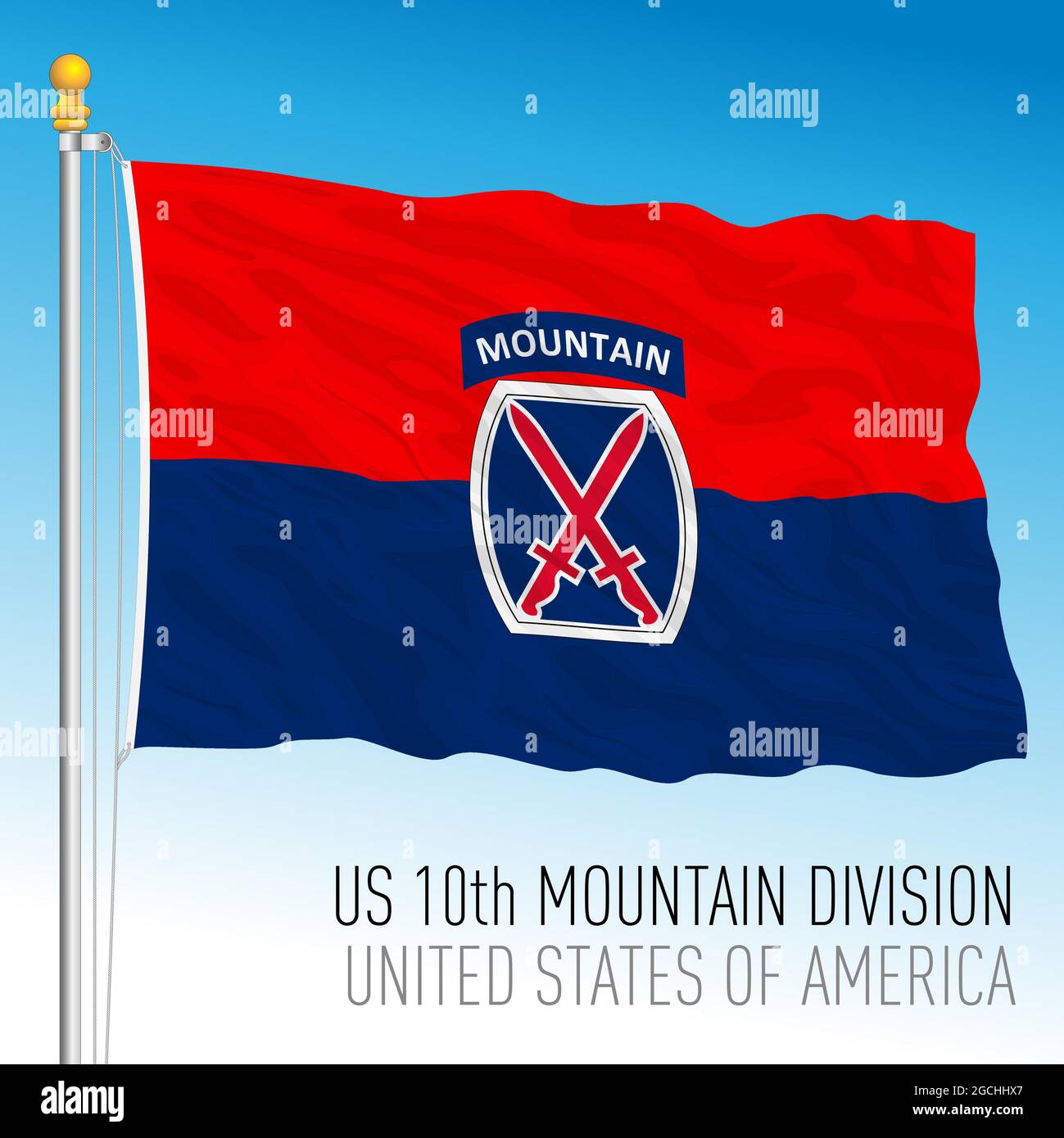 US 10th Mountain Division Flagge, Vereinigte Staaten von Amerika, Vektorgrafik Stock Vektor