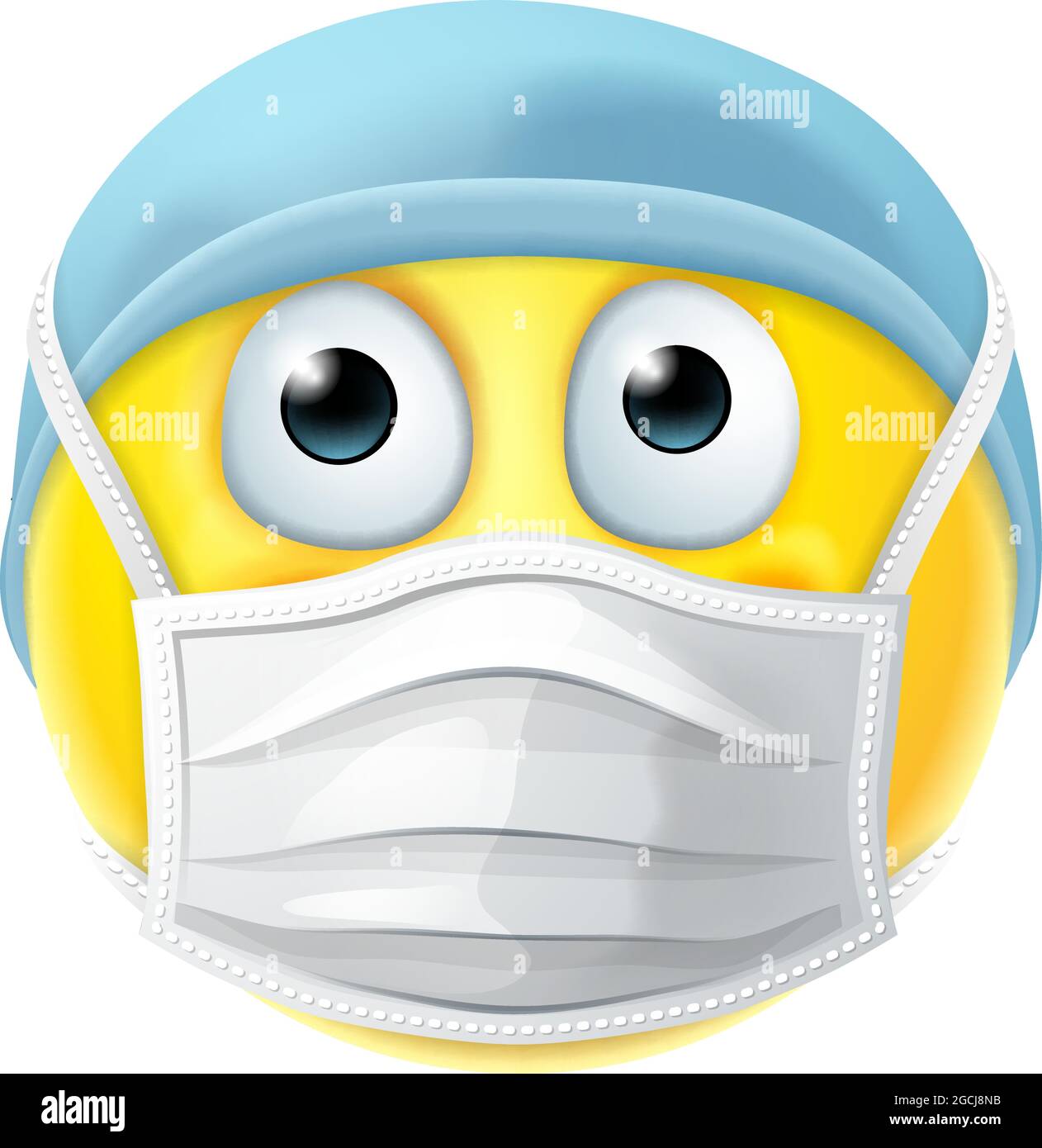Emoticon Emoji – Symbol für die medizinische Maske des PPE-Arztes der Krankenschwester Stock Vektor