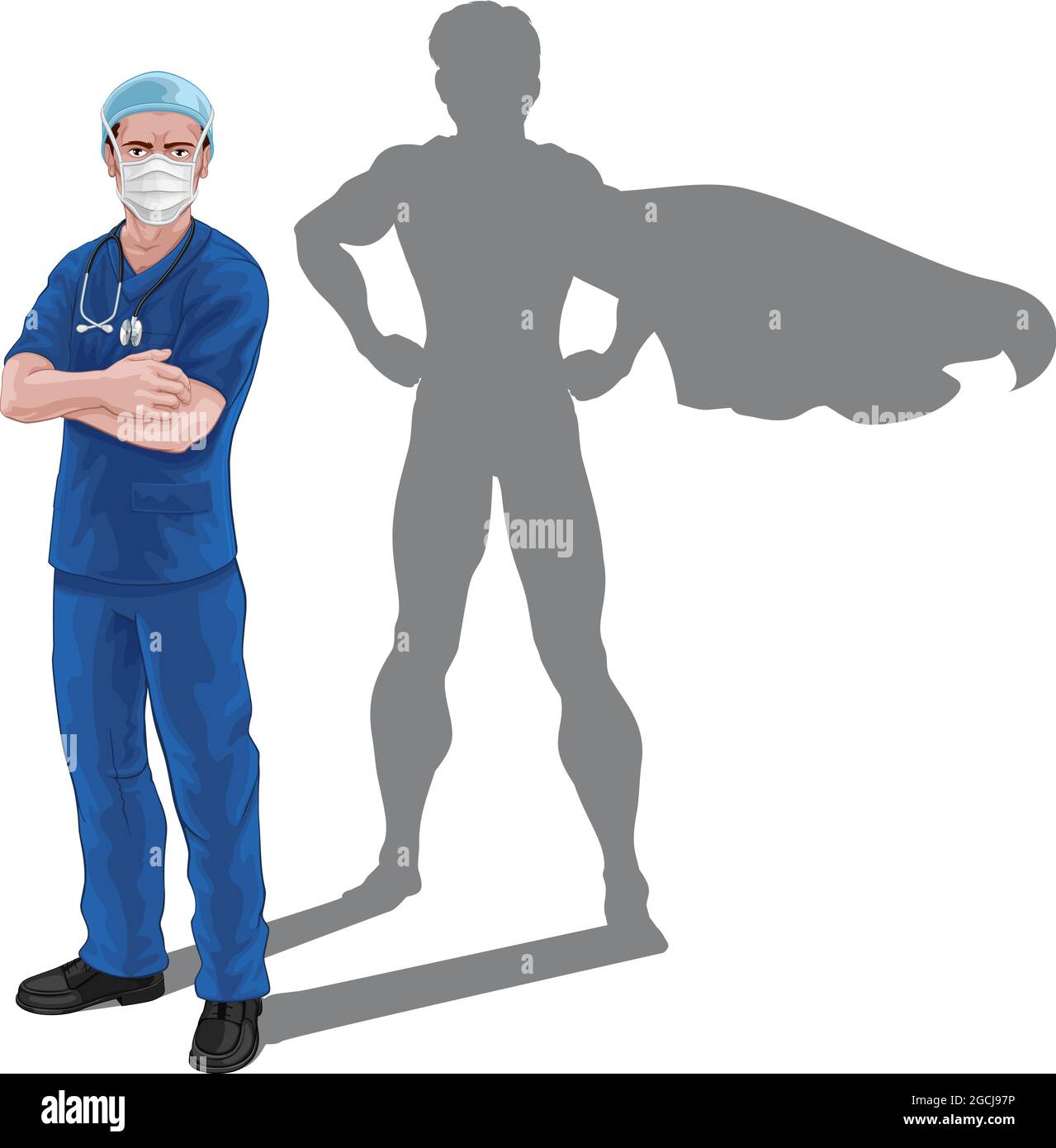 Superheld Krankenschwester Doktor Schatten Super Held Stock Vektor