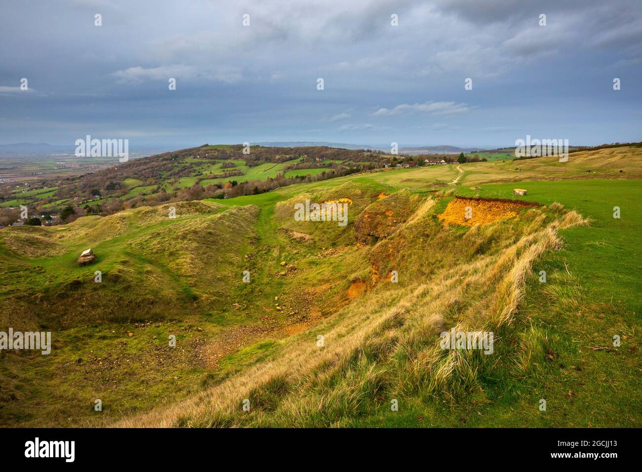 Rolling Bank Steinbruch SSSI auf Cleeve Common, Gloucestershire, England Stockfoto