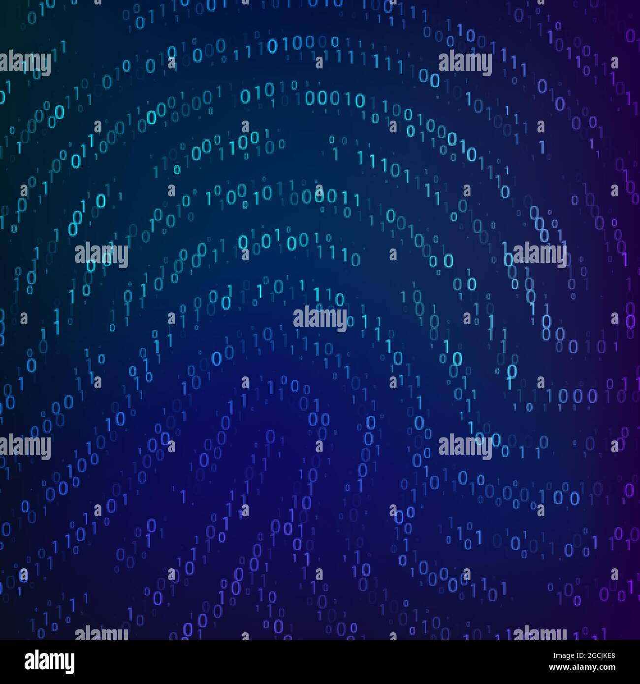 Binärcode nach Form des Fingerabdrucks. Biometrische Daten. Cyber-Sicherheitstechnologie. Informationen zur digitalen Verifizierung. Vektorgrafik Stock Vektor