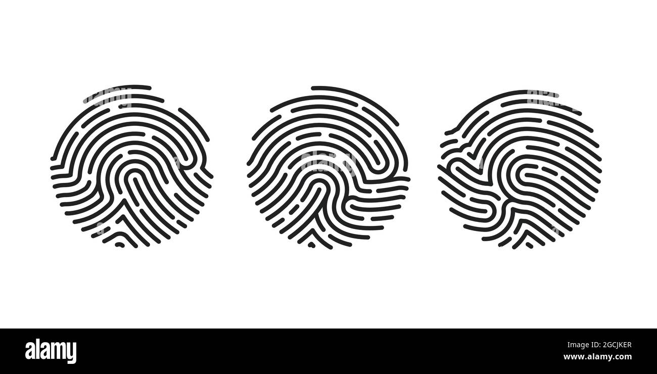 Circle einzigartige Fingerabdruck-Symbol-Design für App isoliert auf weißem Hintergrund. Flachscan mit Fingerabdruck. Vektorgrafik Stock Vektor