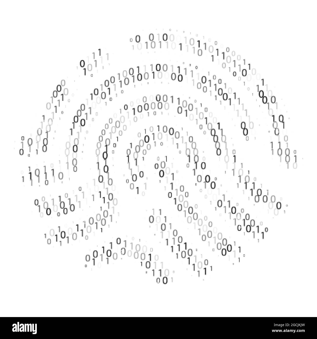 Binärcode des Fingerabdrucks. Digitale Identifikation. Datenzugriff oder -Überprüfung. Vektorgrafik Stock Vektor